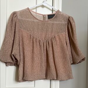 Sunday in Brooklyn Tan Puff Sleeve Blouse